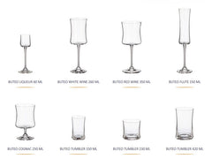 Buteo Martini glazen - 290 Ml. - 6 Stuks