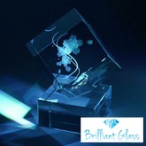 Glazen Kubus Gegraveerd 3D-Bloemen-80 mm