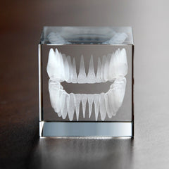 Glazen Kubus Gegraveerd 3D-Kaak-80 mm