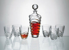 WAVE WHISKY SET (1 KARAF + 6 GLAZEN)