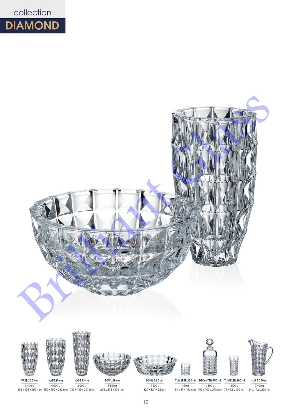 Diamond Schaal - Kristal - 32,5 cm.