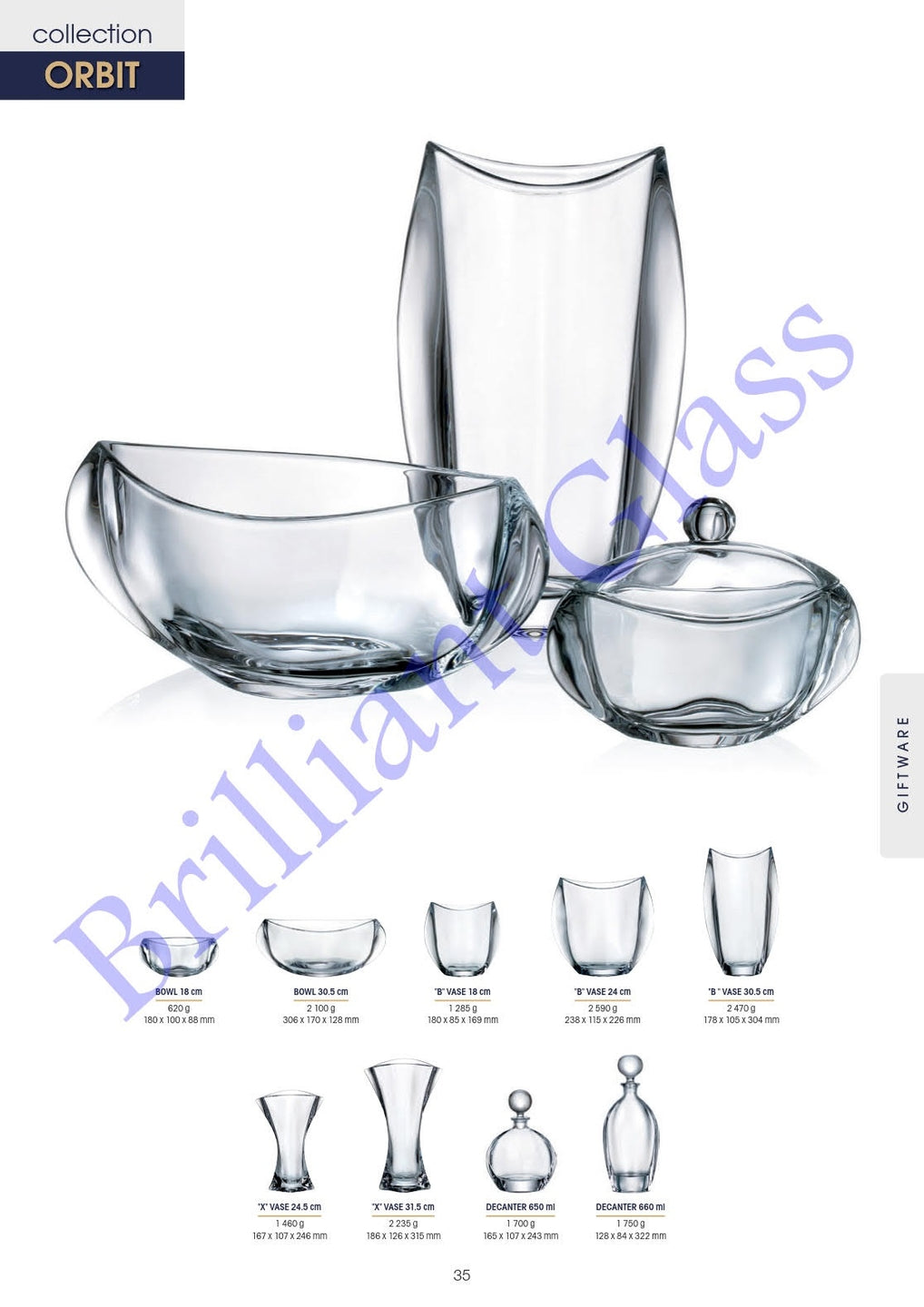 Orbit Bonbonnière- Kristal- 18 cm./met deksel/