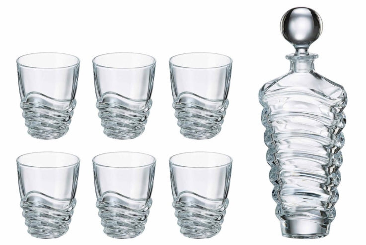 WAVE WHISKY SET (1 KARAF + 6 GLAZEN)